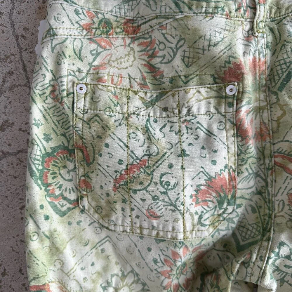 Anthropologie Pilcro Pants Green Floral Print‎ Low Rise The Wanderer Garden 29